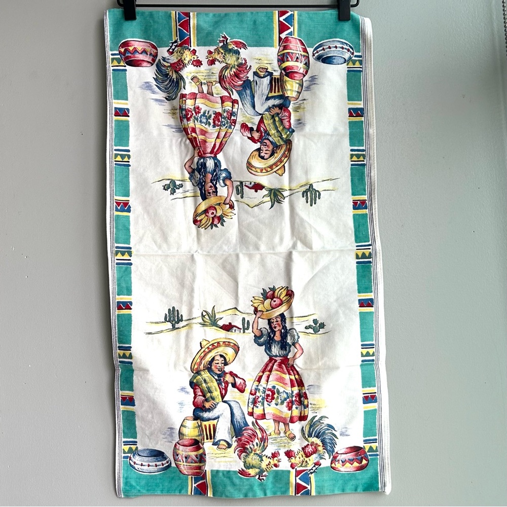 VINTAGE 1950’s cotton kitchen towel beautiful ⭐️⭐️⭐️
